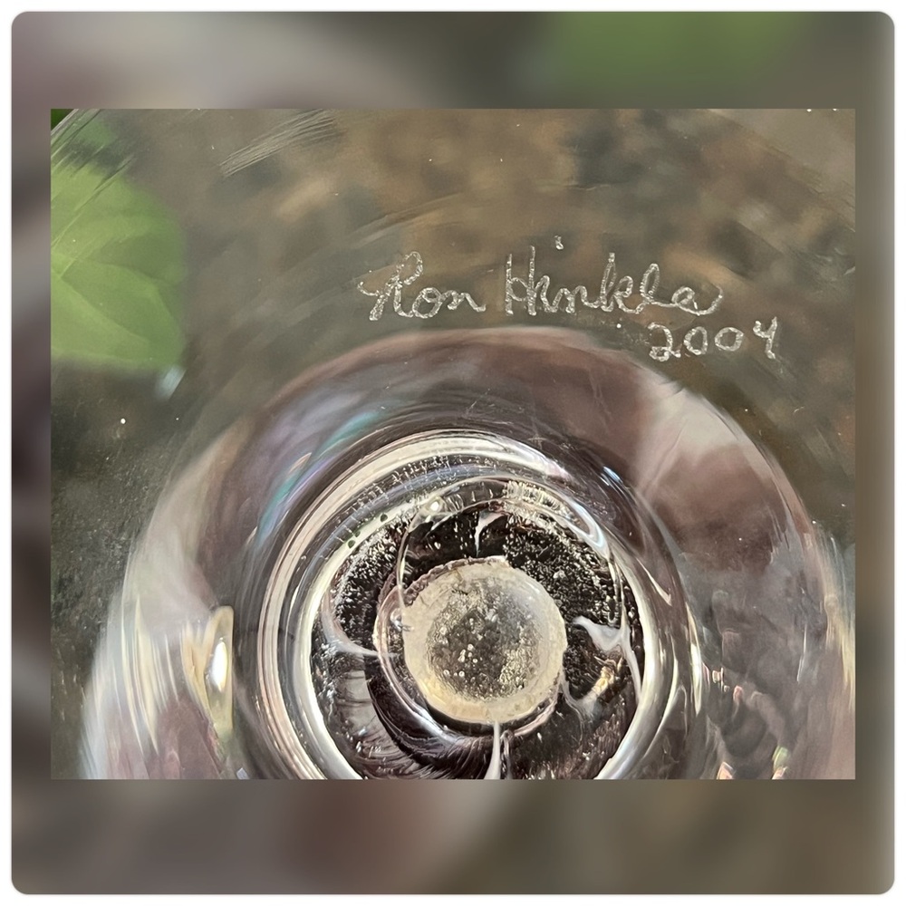 Ron Hinkle-Glass Art Hand Blown/Hand Signed-2004 Wine Goblet-Rare. - Picture 8 of 9